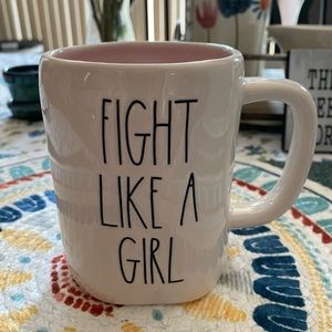 NEW Rae Dunn Pink Interior FIGHT LIKE A GIRL Mug